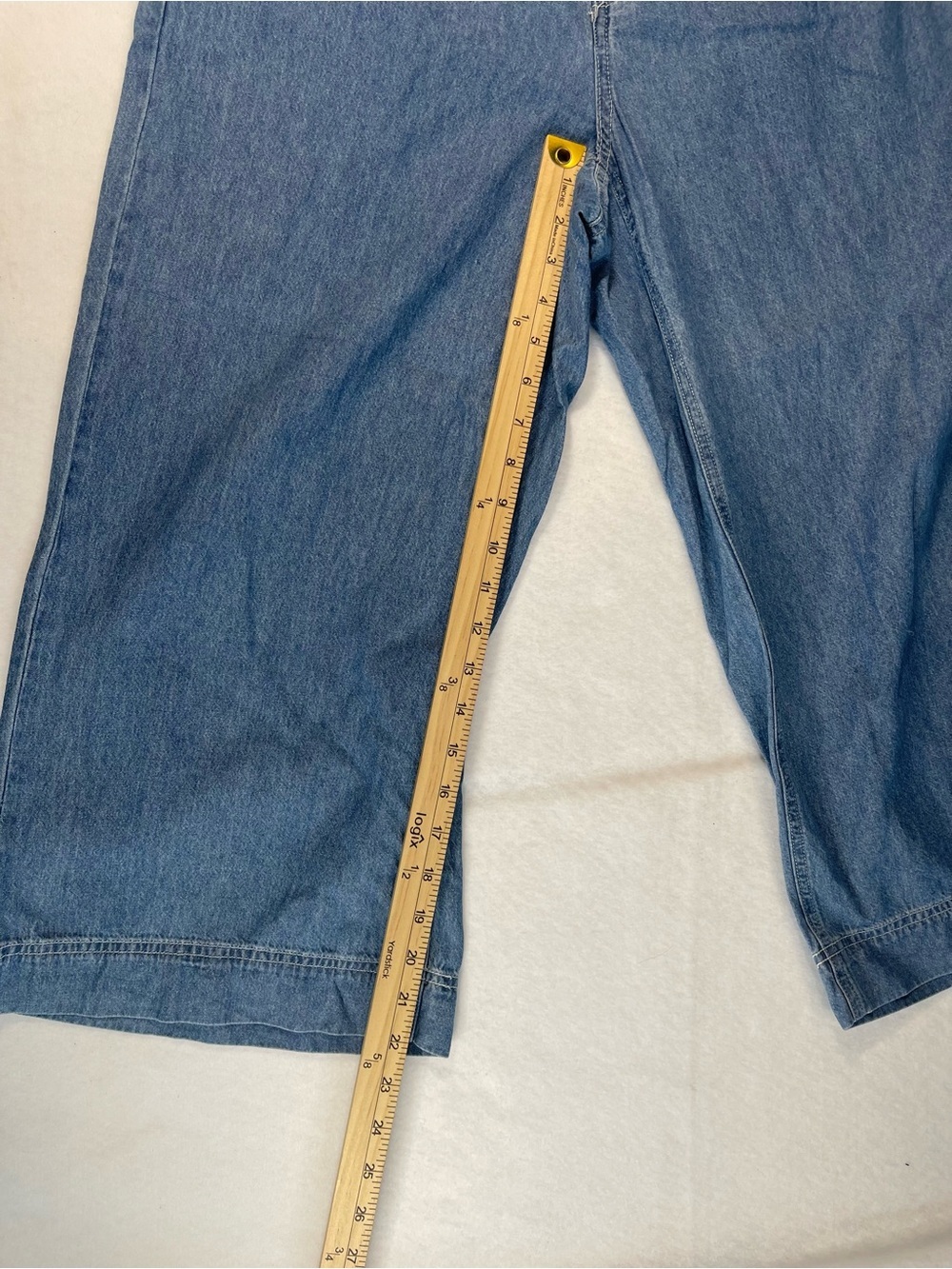 Ellos Wide Leg Chambray Culotte Jeans Elastic Back Size 10 Cropped - Picture 6 of 11